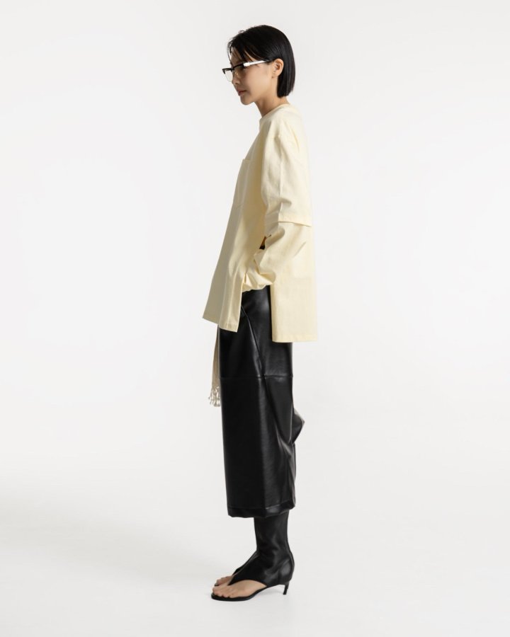 Paper Moon - Korean Women Fashion - #thatsdarling - Layered Sleeve Side Slit Tee - 5