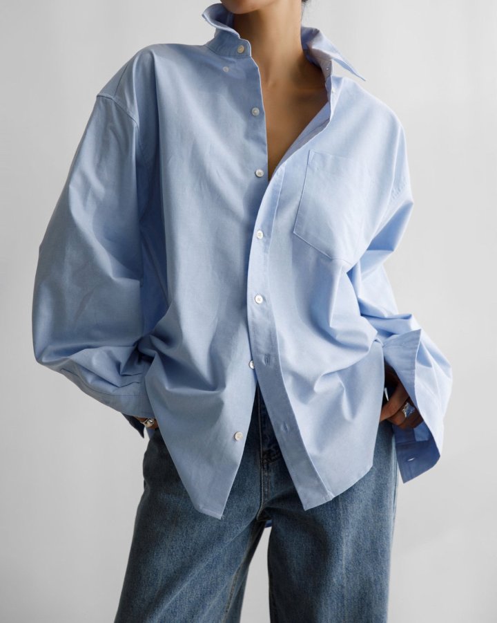 Paper Moon - Korean Women Fashion - #shopsmall - Classic Oxford Cotton Button Down Shirt - 4