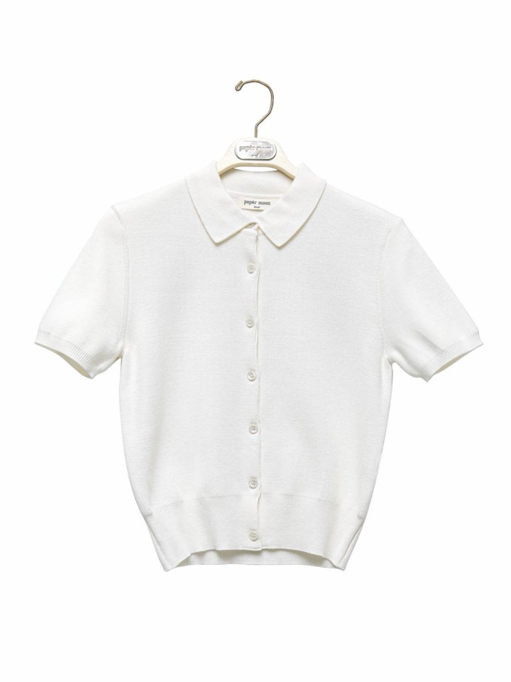 Paper Moon - Korean Women Fashion - #thatsdarling - Collared Short Sleeve Button Cardigan - 2
