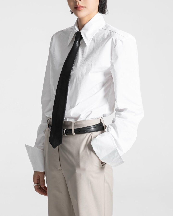 Paper Moon - Korean Women Fashion - #thatsdarling - Slim Fit Long Cuff Shirt - 4