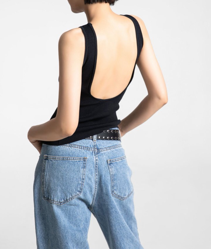 Paper Moon - Korean Women Fashion - #thelittlethings - Classic Back Less Detail Sleeveless Knit Top
