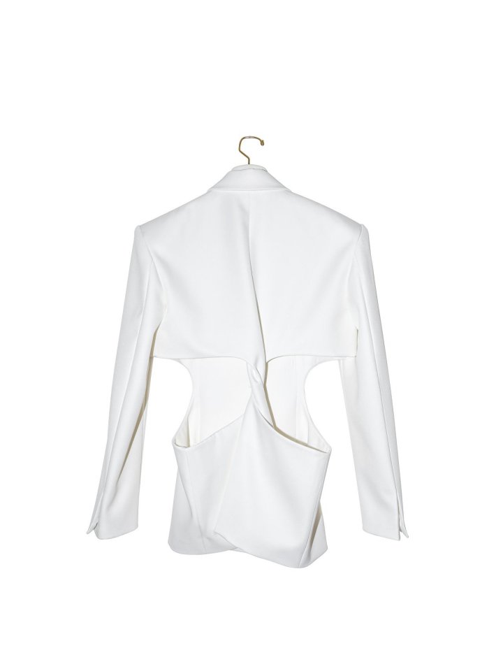 Paper Moon - Korean Women Fashion - #thelittlethings - Squared Shoulder Cut Out Waist Detail Minimal Blazer - 6