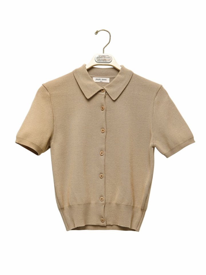 Paper Moon - Korean Women Fashion - #thelittlethings - Collared Short Sleeve Button Cardigan - 3