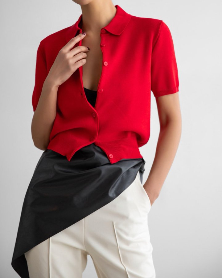 Paper Moon - Korean Women Fashion - #vintageinspired - Collared Short Sleeve Button Cardigan - 6