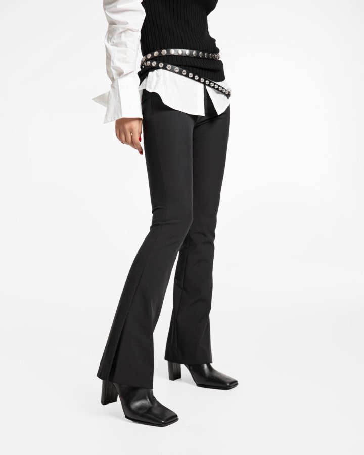 Paper Moon - Korean Women Fashion - #vintageinspired - Side Slit Maxi Flared Pants