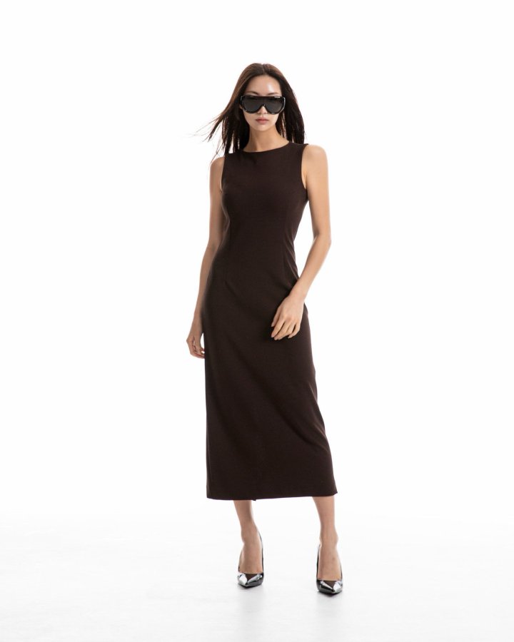 Paper Moon - Korean Women Fashion - #vintageinspired - Crepe Pencil Line Midi Sleeveless Kelly Dress