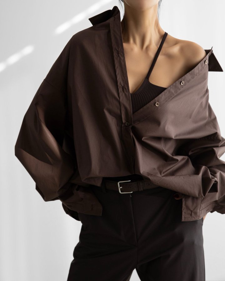 Paper Moon - Korean Women Fashion - #vintageinspired - Balloon Fit Volume Cotton Button Down Shirt