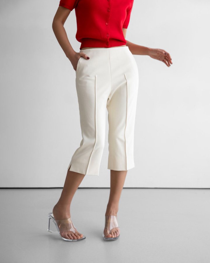 Paper Moon - Korean Women Fashion - #vintagekidsstyle - Crease Line Slit Midi Pants - 8