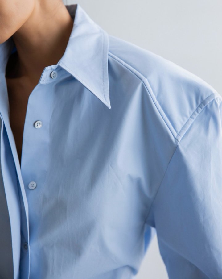 Paper Moon - Korean Women Fashion - #vintagekidsstyle - Padded Shoulder Button Down Cotton Shirt