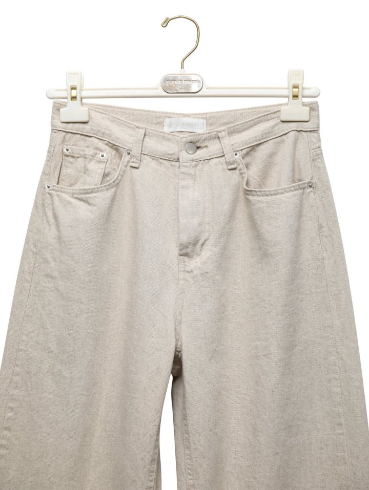 Paper Moon - Korean Women Fashion - #vintagekidsstyle - Natural Linen Denim Wide Pants - 9
