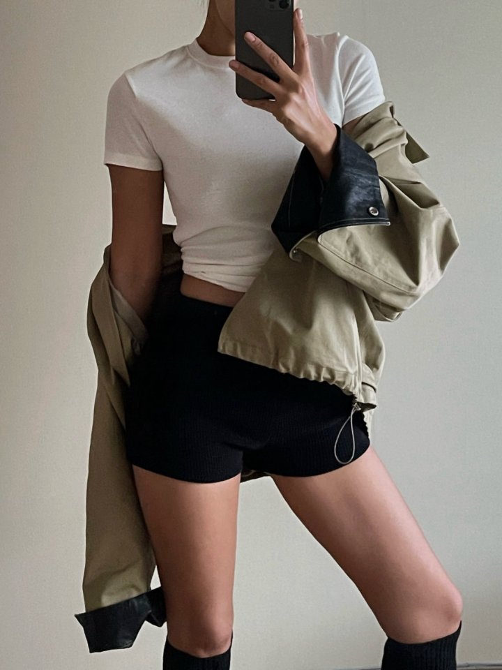 Paper Moon - Korean Women Fashion - #vintagekidsstyle - Ribbed Slim Crewneck Basic Tee
