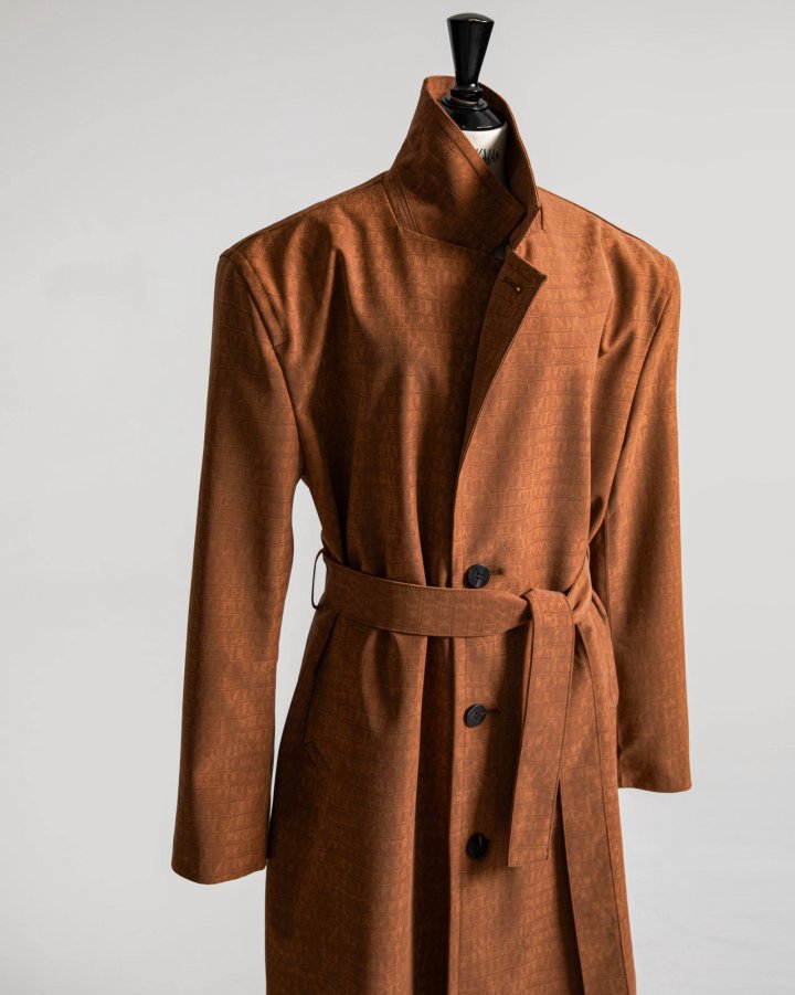 Paper Moon - Korean Women Fashion - #womensfashion - Crocodile Pattern Belted Oversized Coat - 2