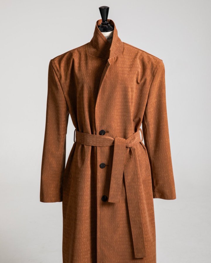 Paper Moon - Korean Women Fashion - #momslook - Crocodile Pattern Belted Oversized Coat - 4