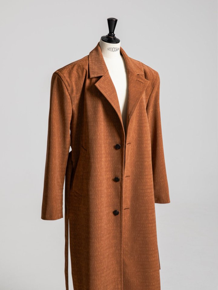 Paper Moon - Korean Women Fashion - #womensfashion - Crocodile Pattern Belted Oversized Coat - 6