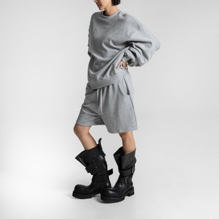 Paper Moon - Korean Women Fashion - #momslook - Heritage Reverse Weave Volume Sweatshirt - 4