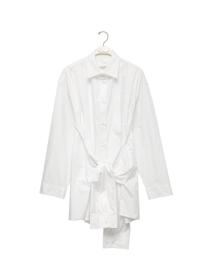 Paper Moon - Korean Women Fashion - #momslook - Oversized Knot Sleeved Detail Button Down Shirt Dress - 4