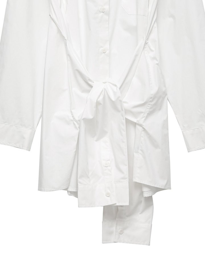 Paper Moon - Korean Women Fashion - #womensfashion - Oversized Knot Sleeved Detail Button Down Shirt Dress - 8