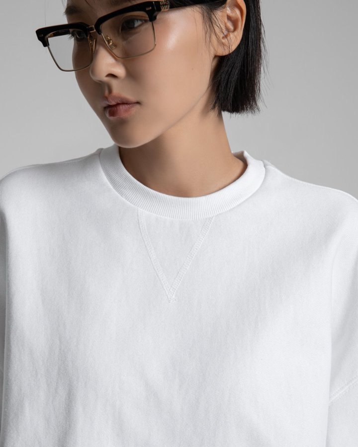 Paper Moon - Korean Women Fashion - #momslook - Heritage Reverse Weave Volume Sweatshirt - 4