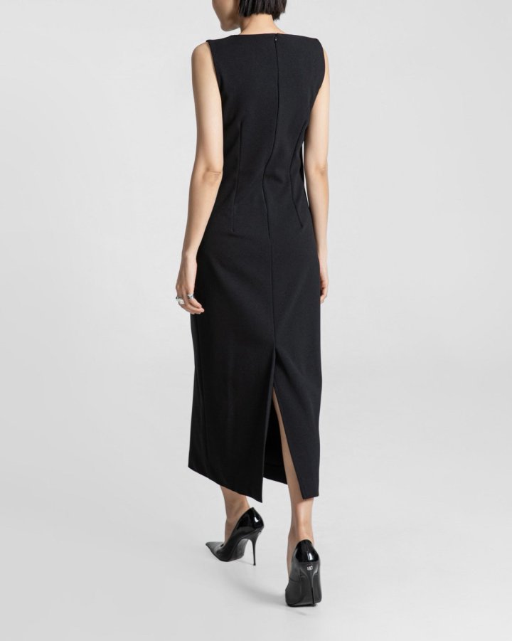 Paper Moon - Korean Women Fashion - #momslook - Crepe Pencil Line Midi Sleeveless Kelly Dress - 4