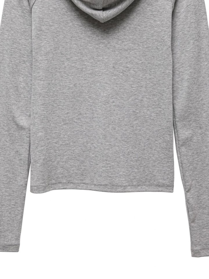 Paper Moon - Korean Women Fashion - #womensfashion - Finger Hall Sleeved Button Point Jersey Hoodie - 11