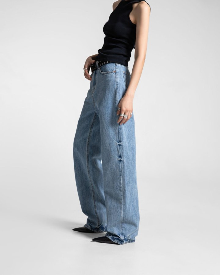Paper Moon - Korean Women Fashion - #momslook - Classic Domingo Detail Straight Denim Pants - 4