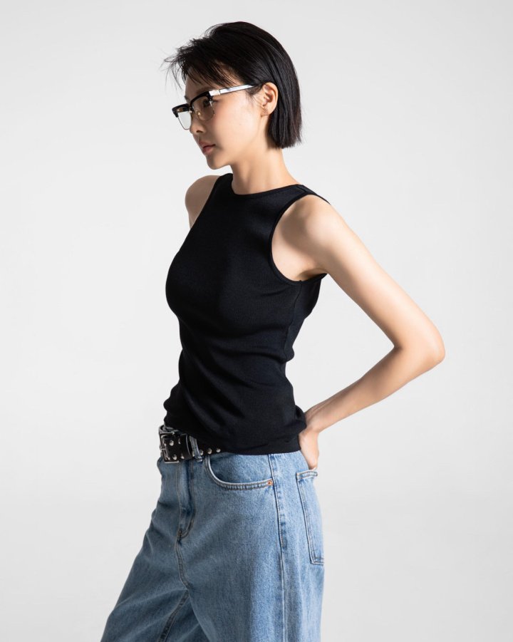 Paper Moon - Korean Women Fashion - #womensfashion - Classic Back Less Detail Sleeveless Knit Top - 3
