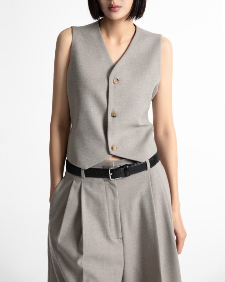 Paper Moon - Korean Women Fashion - #womensfashion - Flannel Wool Set - Up Tailored Vest