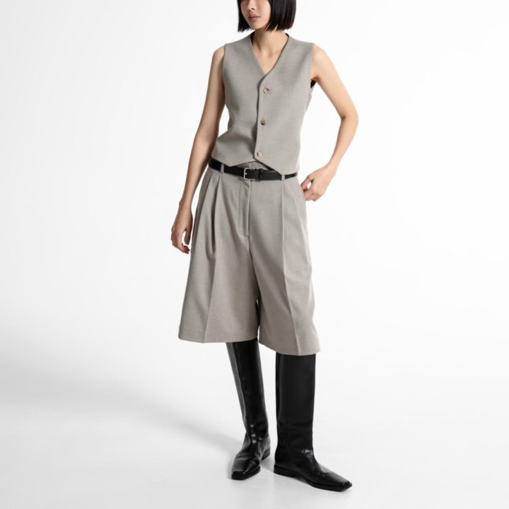 Paper Moon - Korean Women Fashion - #womensfashion - Flannel Wool Set - Up Tailored Vest - 3