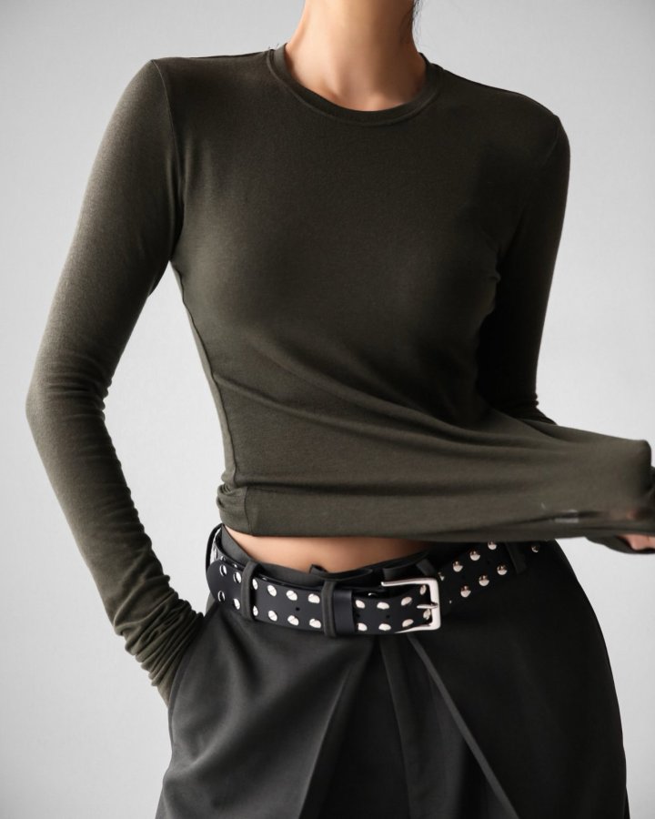 Paper Moon - Korean Women Fashion - #womensfashion - Classic Long Sleeved Sheer Slub Crewneck Tee