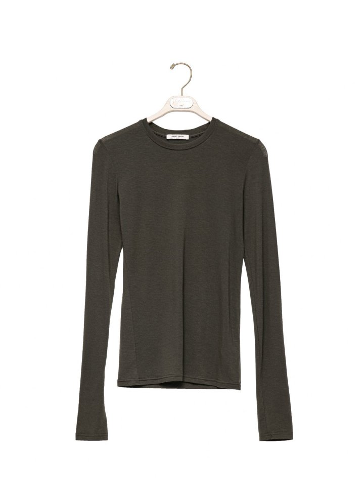 Paper Moon - Korean Women Fashion - #womensfashion - Classic Long Sleeved Sheer Slub Crewneck Tee - 5