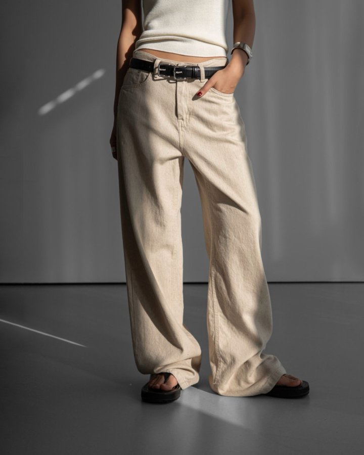 Paper Moon - Korean Women Fashion - #womensfashion - Natural Linen Denim Wide Pants