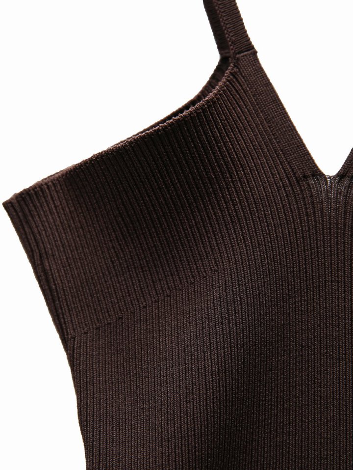 Paper Moon - Korean Women Fashion - #womensfashion - V - Line Strap Ribbed Knit Sleeveless Top - 10