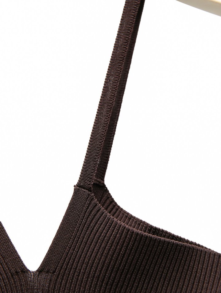 Paper Moon - Korean Women Fashion - #womensfashion - V - Line Strap Ribbed Knit Sleeveless Top - 8