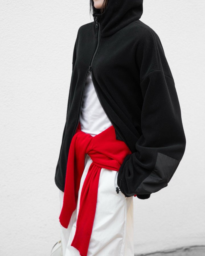 Paper Moon - Korean Women Fashion - #womensfashion - Classic Fleece Fabric Combi Hoodie Zipped - Up Jacket - 6