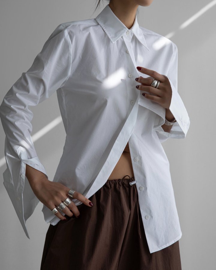 Paper Moon - Korean Women Fashion - #momslook - Slim Fit Long Cuff Shirt - 4