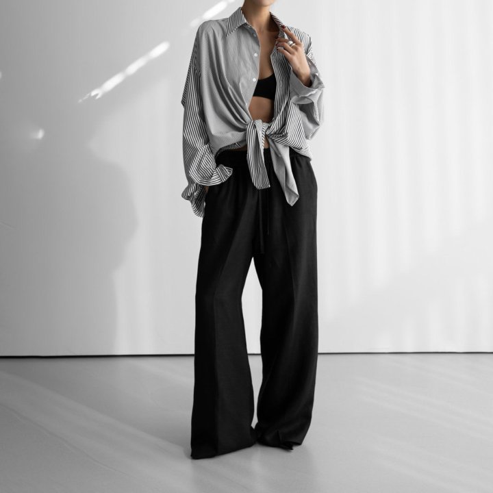 Paper Moon - Korean Women Fashion - #womensfashion - Oversized Striped Combi Button Down Shirt - 5