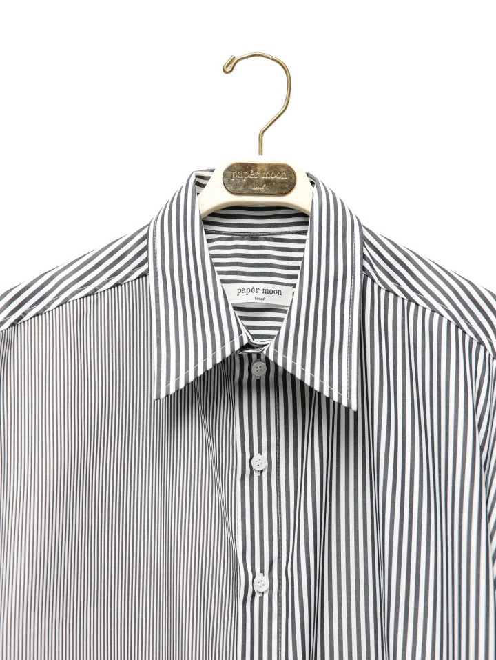 Paper Moon - Korean Women Fashion - #womensfashion - Oversized Striped Combi Button Down Shirt - 9