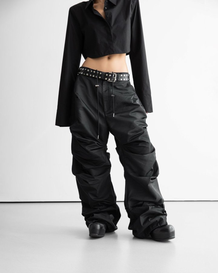 Paper Moon - Korean Women Fashion - #womensfashion - LUX Shirred Crinkle Track Wide Pants - 3