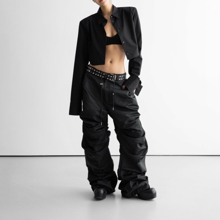 Paper Moon - Korean Women Fashion - #womensfashion - LUX Shirred Crinkle Track Wide Pants - 7