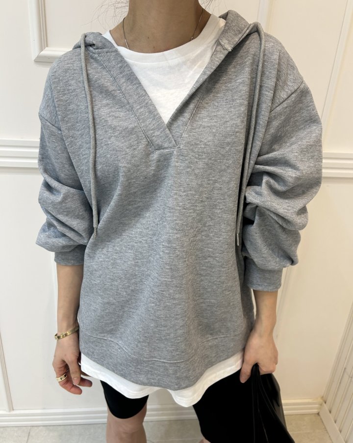 Pearls room - Korean Women Fashion - #momslook - Double Layered Hoodie - 2