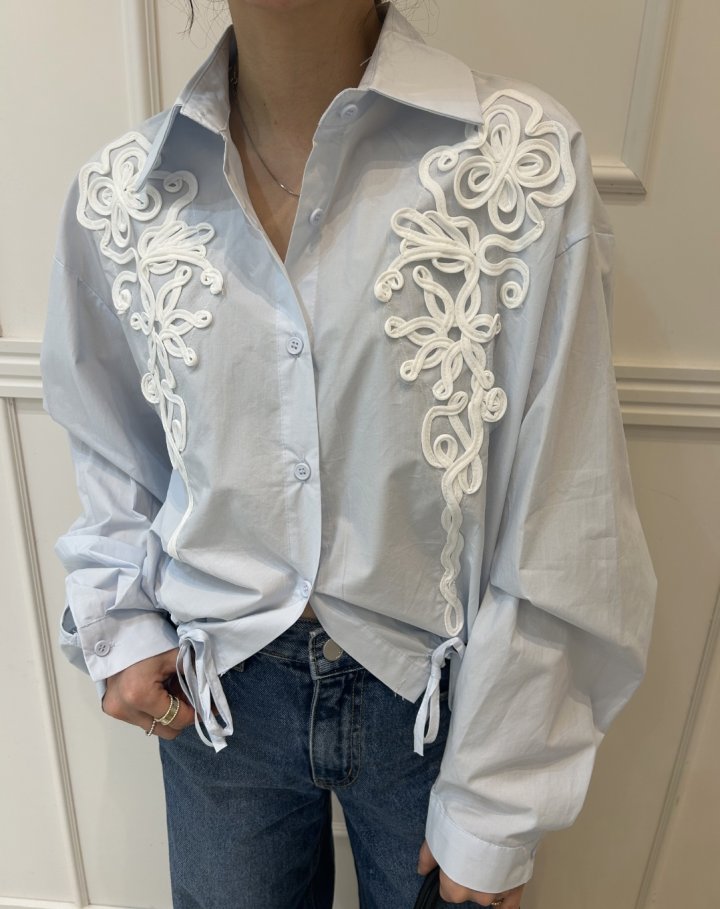 Pearls room - Korean Women Fashion - #momslook - Motif Blouse - 2