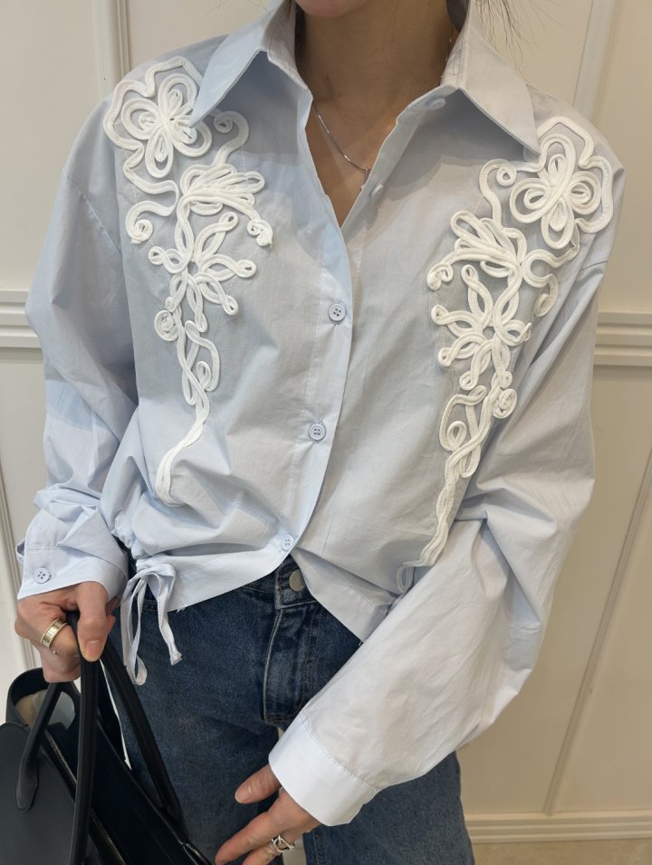 Pearls room - Korean Women Fashion - #womensfashion - Motif Blouse - 4