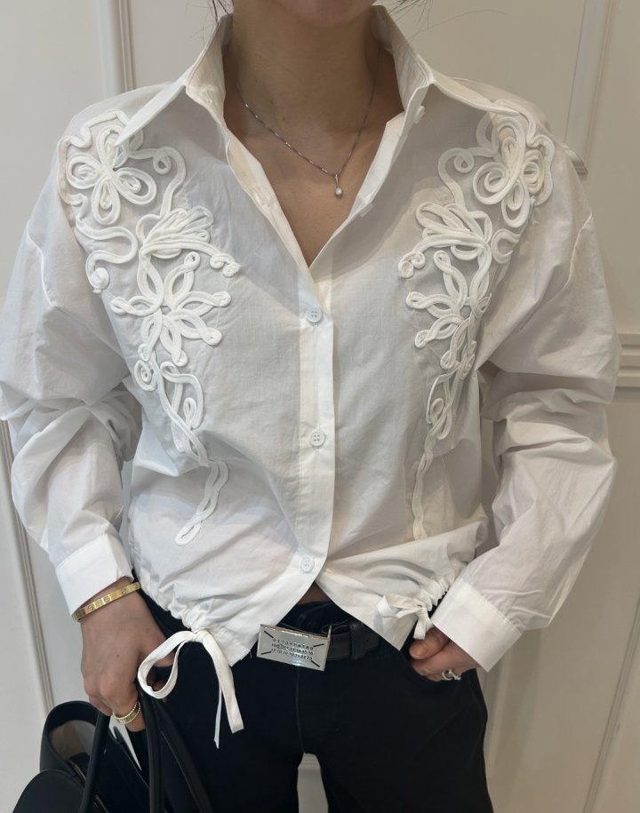 Pearls room - Korean Women Fashion - #momslook - Motif Blouse - 6