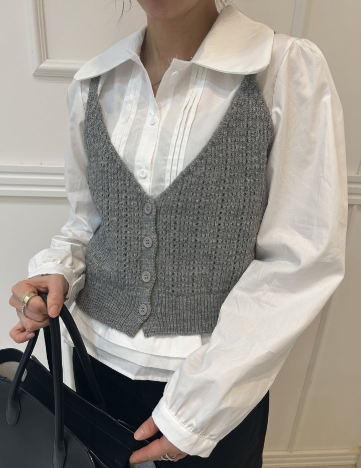 Pearls room - Korean Women Fashion - #momslook - Bustier Blouse Set - 6