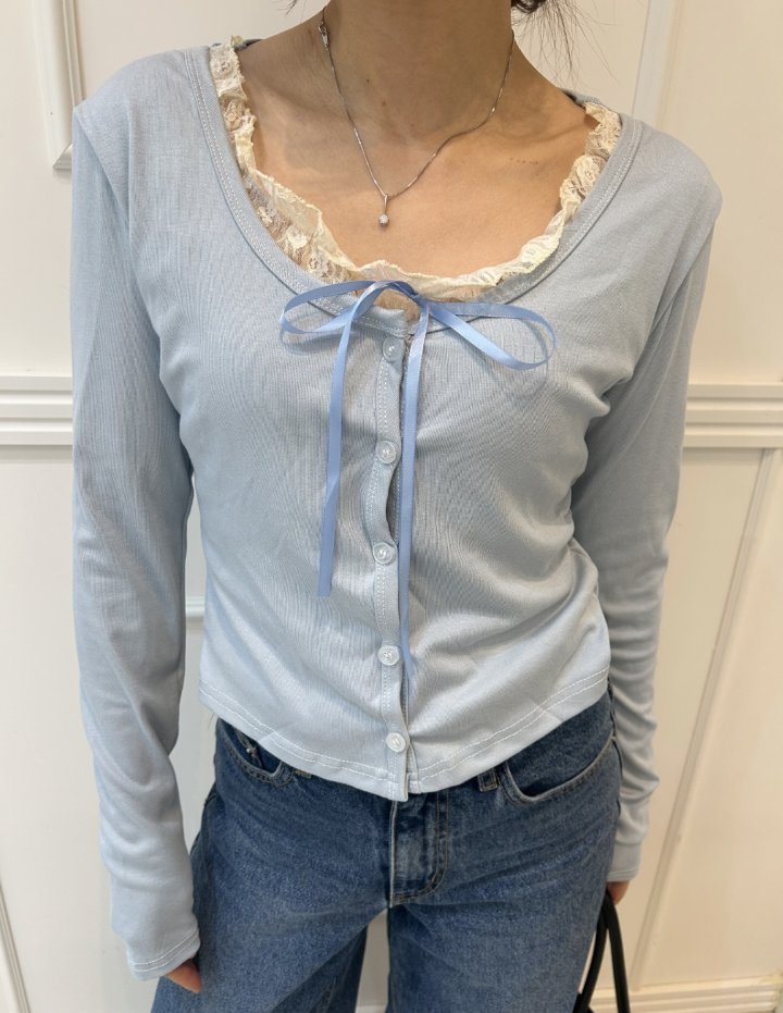 Pearls room - Korean Women Fashion - #momslook - Lace Layered Tee