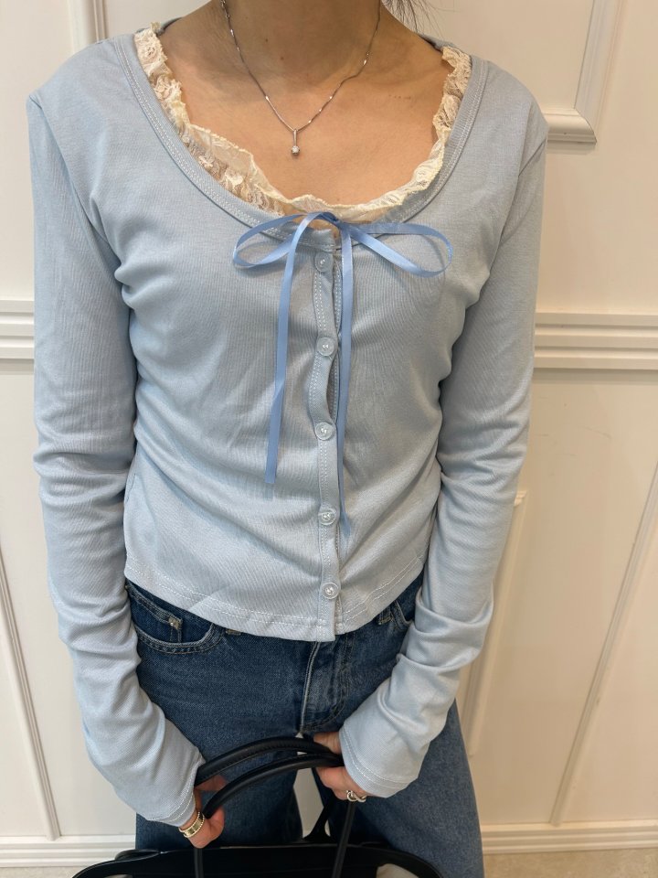 Pearls room - Korean Women Fashion - #momslook - Lace Layered Tee - 4