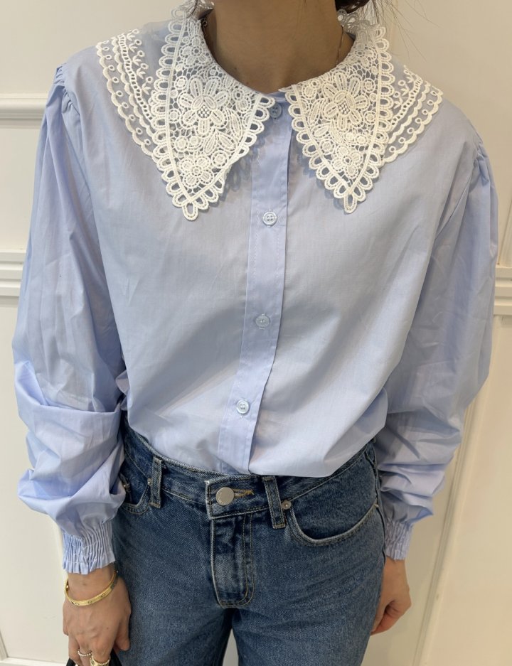 Pearls room - Korean Women Fashion - #momslook - Double Lace Blouse