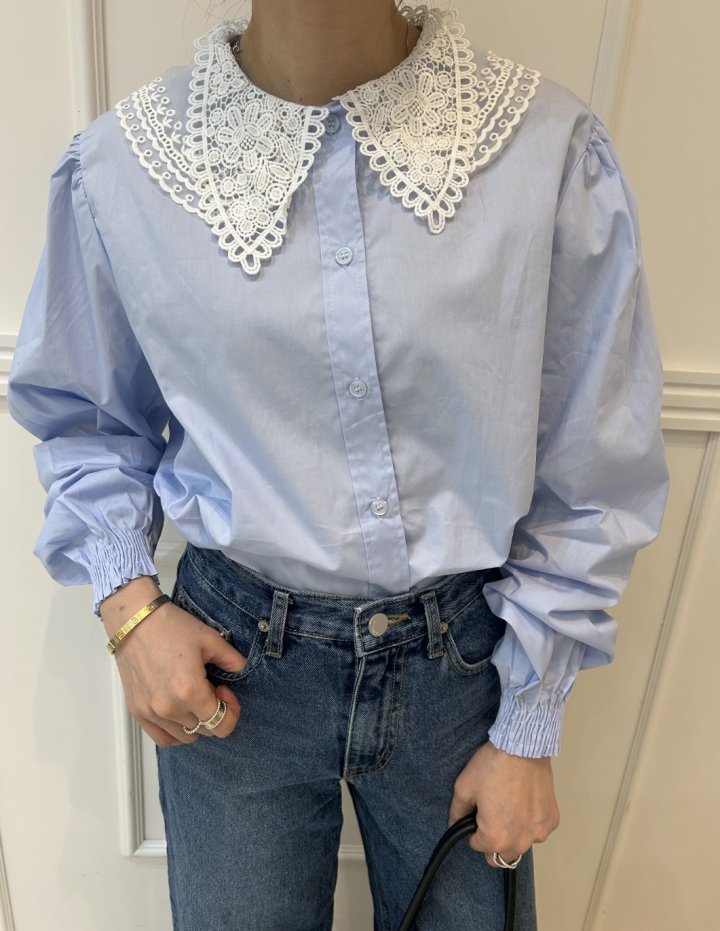 Pearls room - Korean Women Fashion - #momslook - Double Lace Blouse - 2
