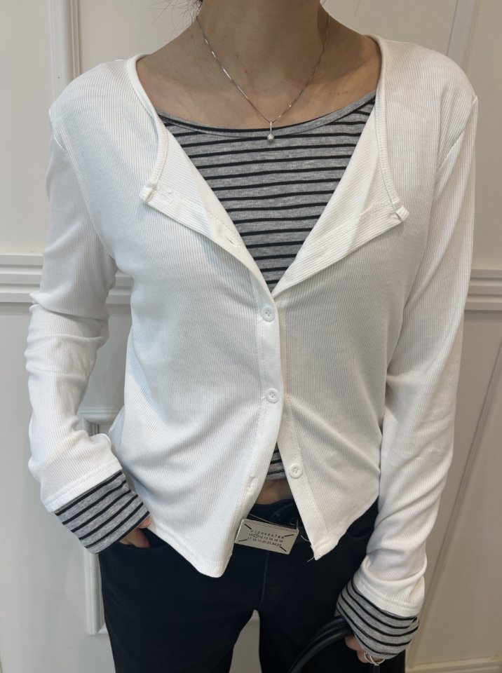 Pearls room - Korean Women Fashion - #momslook - Double Fryse Cardigan - 12