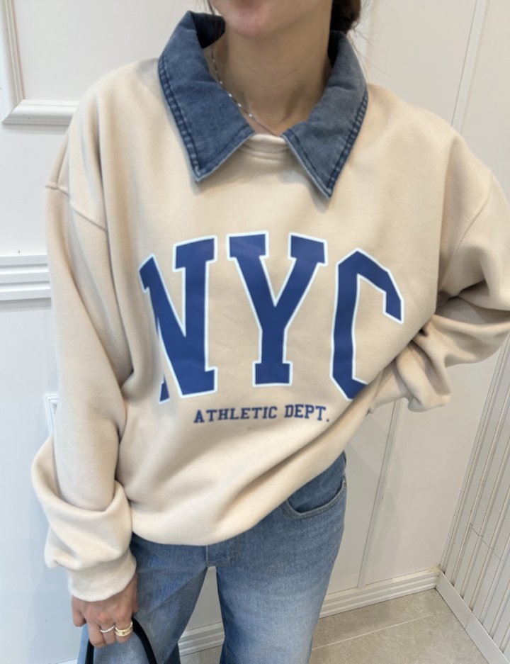 Pearls room - Korean Women Fashion - #momslook - NYC Denim Sweatshirt - 11